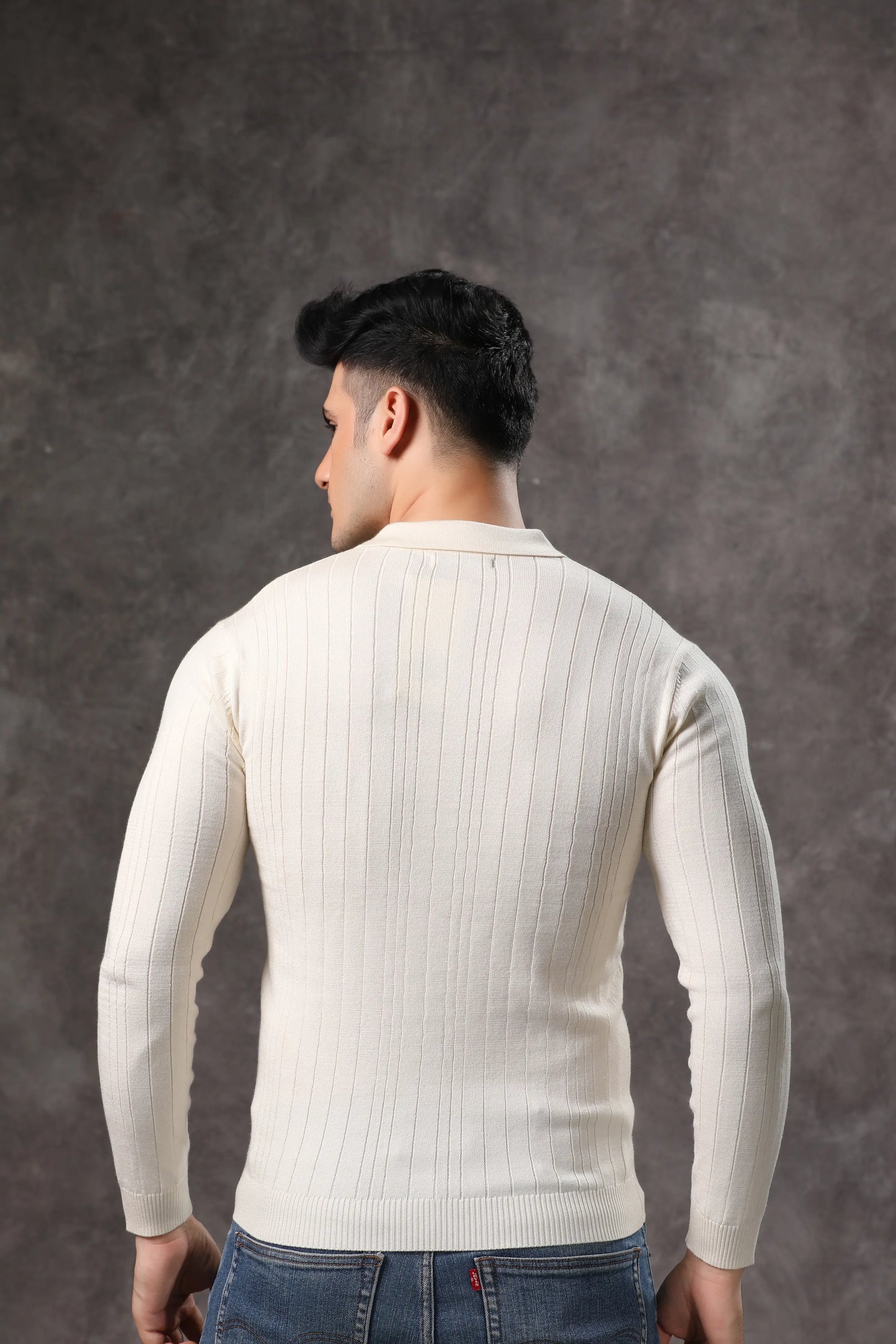 Men's Off White Full Sleeve Cable Knit Sweater