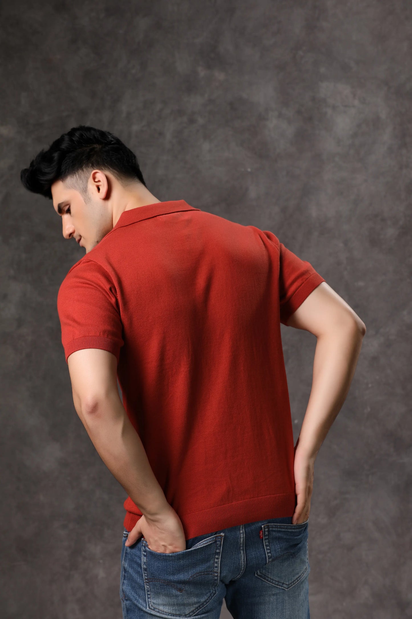 Men's Rust Ribbed Flat Knit Tshirt