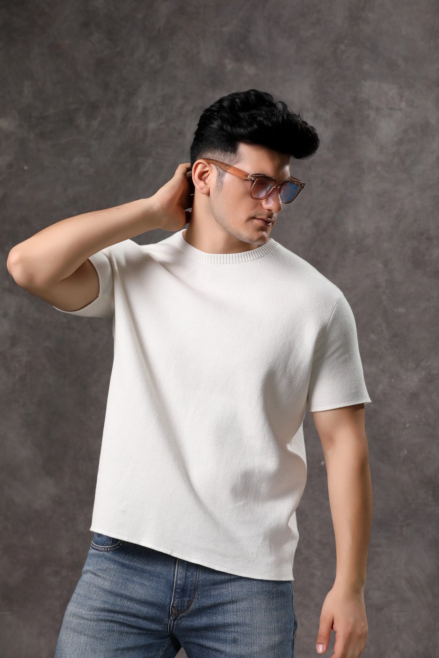 Men's White Crew Neck Half Sleeve T-Shirt