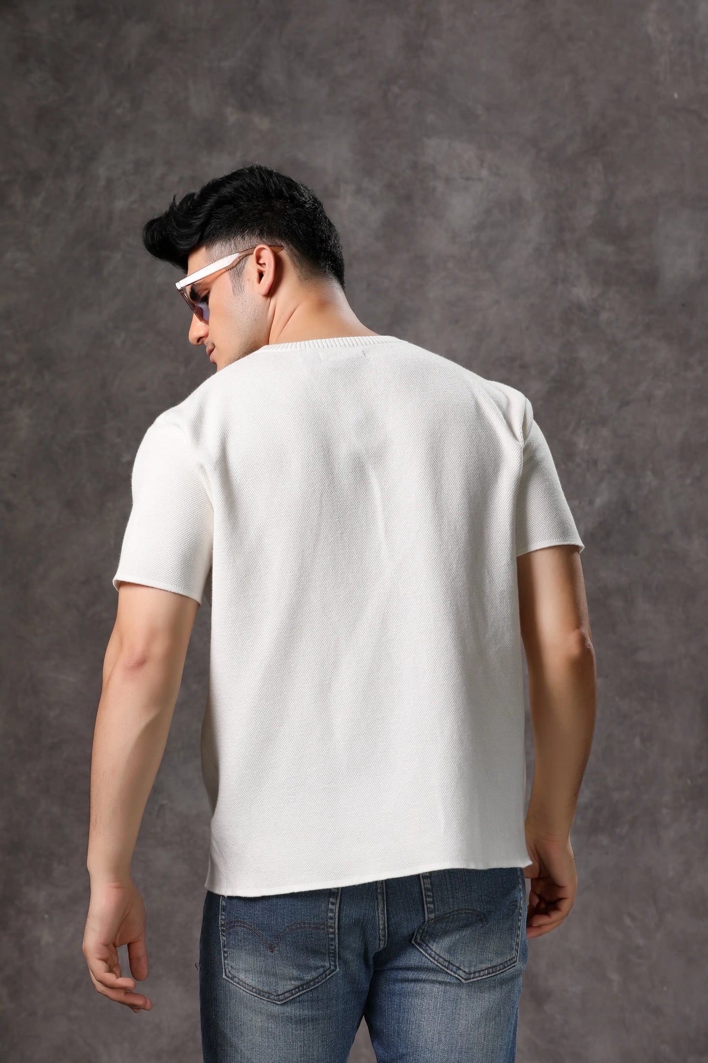 Men's White Crew Neck Half Sleeve T-Shirt