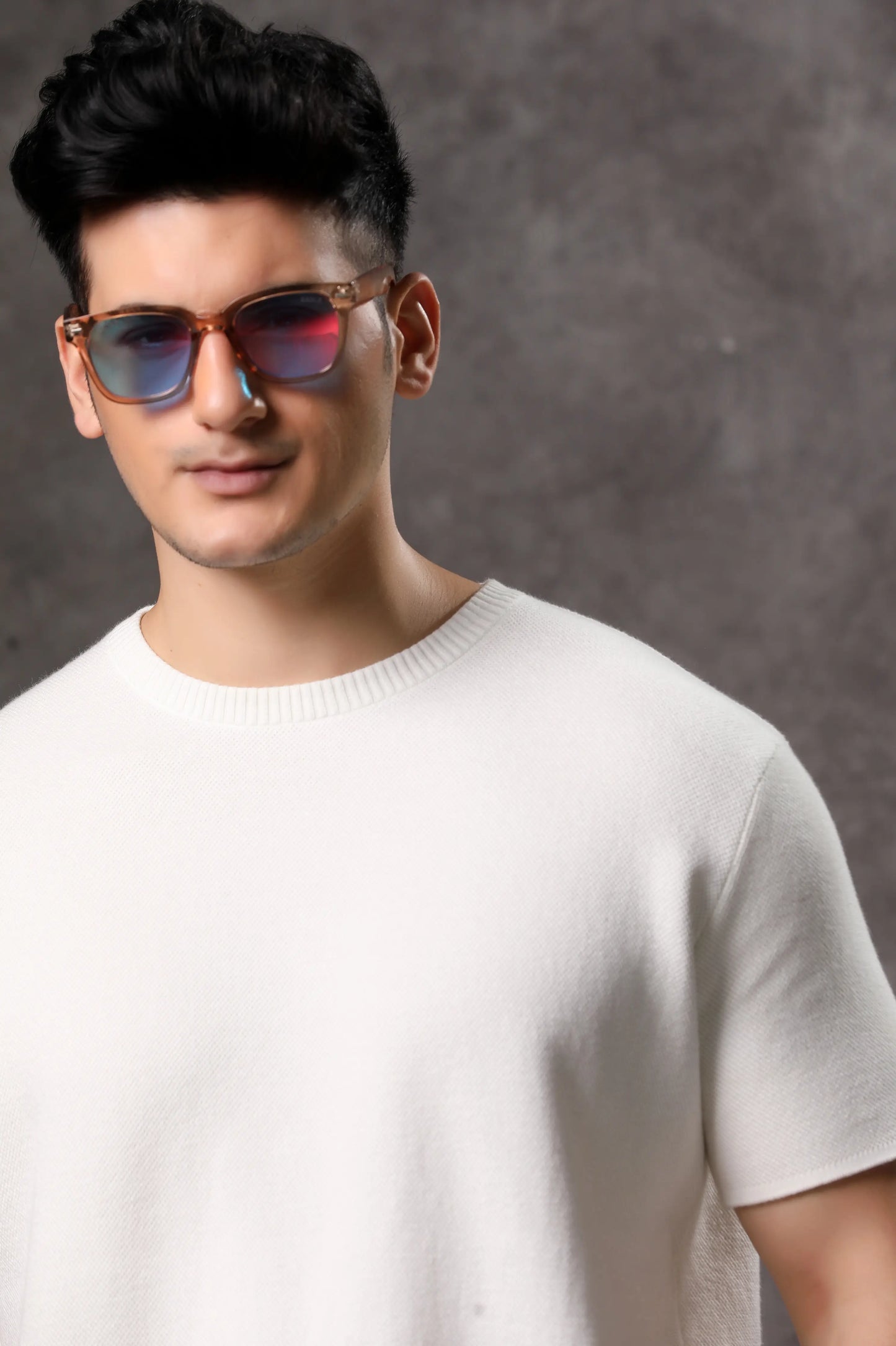 Men's White Crew Neck Half Sleeve T-Shirt