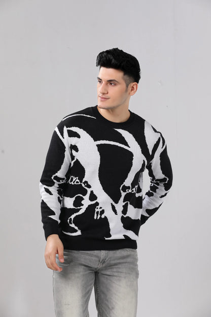 Men's Black & White Abstract Graphic Sweater